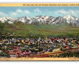 Airplane View Salt Lake City Utah UT UNP Linen Postcard N18 - $3.36