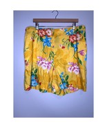 Lauren Ralph Lauren Yellow Maximalist Rainbow Tropical Floral Linen Shor... - $32.00