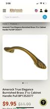 Amerock True Elegance Burnished Brass 3"cc Cabinet Handle - $6.93