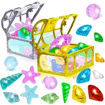 24Pcs Diving Gem Pool Toy Colorful Diamonds Set With Treasure Pirate Box Summer  - £15.79 GBP
