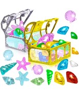 24Pcs Diving Gem Pool Toy Colorful Diamonds Set With Treasure Pirate Box... - £15.92 GBP