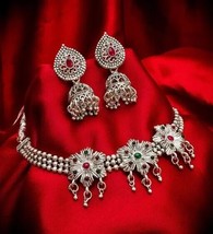 Elite Chunky American Diamond Silver Plated Alloy Women's Chocker Jewellery Sets - $19.73