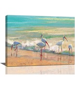 Seabirds Coastal Bathroom Decor Wall Art Beach Egret Ocean Canvas Painti... - $19.99