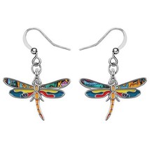 BONSNY Enamel Alloy Mental Floral Sweet Dragonfly Earrings Insect Drop Dangle Fa - £7.62 GBP