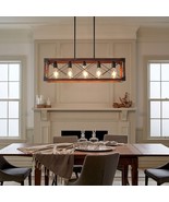 Red Wood Farmhouse Pendant Light, 32&quot; Rectangle - $214.70 CAD