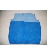 Hand Knitted Blue Sleeveless V-Neck Pullover Top Sz 18-24 Months New! - $188.90 MXN