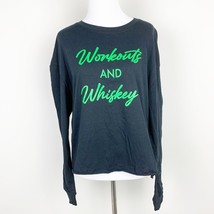 Miken FLOW Women Black Long Sleeve T-Shirt Size Large Workouts And Whiskey - $204.90 MXN