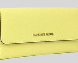 Michael Kors Jet Set Travel Large Trifold wallet Leather Yellow NWT 35S8... - $82.16