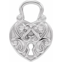 14k White Gold Vintage Inspired Heart Lock Pendant - £258.80 GBP