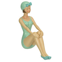 Retro Bathing Beauty Beach Girl Green Polka Dot Swimsuit Figurine Home Décor - $39.59