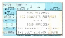 Todd Rundgren Concerto Ticket Stub Luglio 21 1989 St.Louis Del Missouri - £35.79 GBP