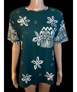 Vintage 1990s Swat Top Pocket T-Shirt Small Green White Floral Short Sle... - $21.23