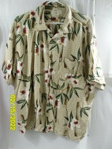 Men&#39;s Island Republic Shirt Silknosic Tan Hawaiian Floral Short Sleeve X... - $14.70