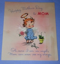 Volland Greeting Card Vintage 1940&#39;S Mother&#39;s Day Mom Feather Wings Scrapbooking - £11.79 GBP