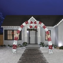 10&#39; SEQUIN CANDY CANE ARCHWAY w GOLD BOWS &amp; HOLYBERRIES LED CHRISTMAS SC... - $361.35