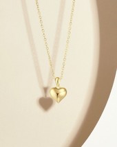 14K Gold Love Miniature 3D Heart Charm Necklace, 925 Silver, chain, shiny, gift - £43.02 GBP