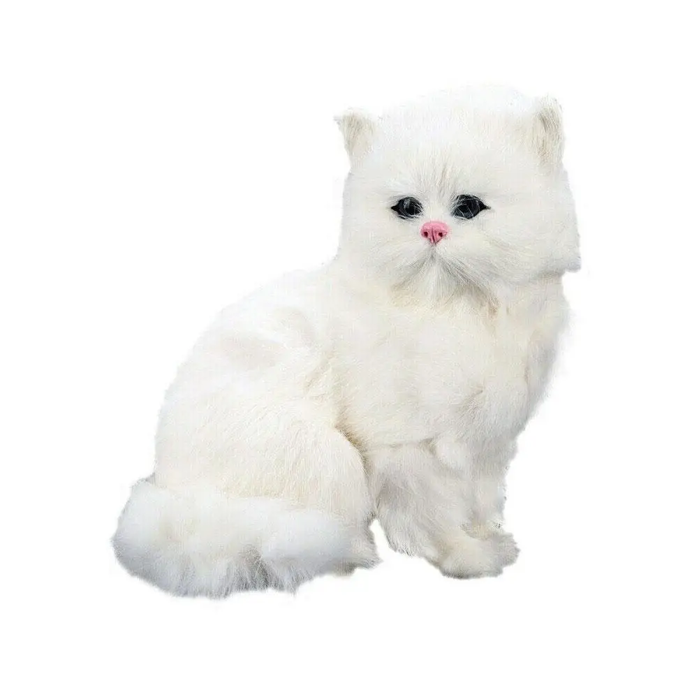Realistic Cute Simulation Plush Toy White Persian Cats Home Ornament Lifelike - £10.86 GBP