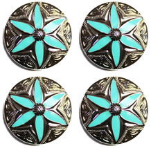 4 Conchos Rhinestone Horse Saddle Western Rodeo Bridle Turquoise CO90 - $20.78