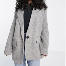 ASOS Oversized Grandad Gray Wool Blend Jacket Size 0 - £17.57 GBP