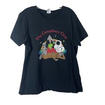 The Conspiracy Club Womens Graphic Print Tee Size XXL Black Cotton T Shirt - $13.50
