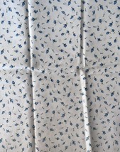 Fabric Remnant White with Little Blue Rosebuds 35 x 18&quot; Cotton or Cotton Blend - £6.36 GBP