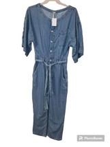 Free people Marley Cover All Jumpsuit Indigo Blue Size M 3/4 Sleeve - £72.80 GBP
