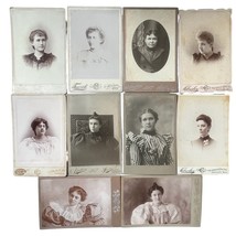 Antique Photograph Cabinet Card Photos Owatonna Minnesota Lot of 10 Women Updos - £36.70 GBP