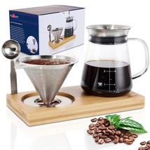 Pour Over Coffee Maker Set With Extra Large Coffee Dripper, 28 Oz Glass ... - £51.95 GBP