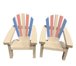 Mini Adirondack Chairs Cake Topper Tablescape Gender Reveal Pink Blue Beach - £14.15 GBP