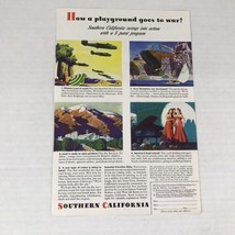 1943 Southern California Travel Print Ad Advertising Art Playground Goes... - $9.89
