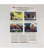 1943 Southern California Travel Print Ad Advertising Art Playground Goes... - £7.73 GBP