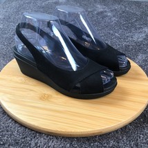 Crocs Leigh Ann Slingback Comfort Wedge Women&#39;s Size 6 Black Sandals - £31.97 GBP