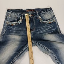 Grace In LA Womens Stretch Blue Denim Embellished Capri Cropped Jeans 29 (30×22) image 8