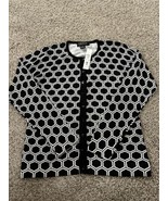 August Silk Heritage Womens Black White Honeycomb Print Cardigan Size Me... - $32.17 CAD
