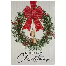 Merry Christmas Wreath Garden Flag-2 Sided Message, 12&quot; x 18&quot; - $186.31 MXN
