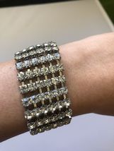 Beautiful Bling RhineStone Bracelet 162 piece 6 Rows Size S to M 6.75&quot; - £7.44 GBP