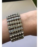 Beautiful Bling RhineStone Bracelet 162 piece 6 Rows Size S to M 6.75&quot; - £7.46 GBP