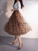 Emerald Green Polka Dot Tulle Skirt Outfit Women A-line Plus Size Tulle Skirts image 11
