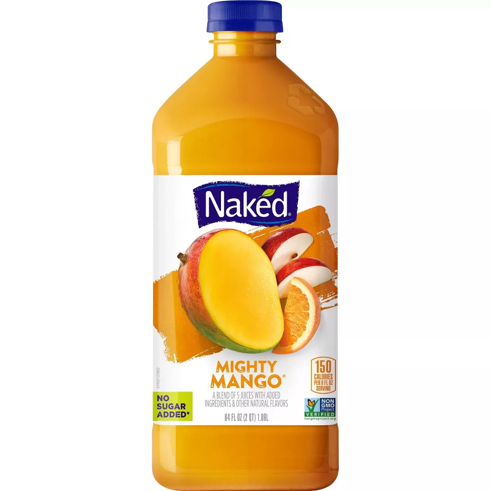 4 Bottles 64 fl oz/bottle Naked Mighty Mango Juice Smoothie - £77.51 GBP