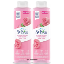 2 PACK ST. IVES ROSE WATER AND ALOE VERA BODY WASH 22 FL OZ - £18.69 GBP