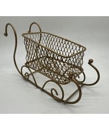 Metal Gold Wire Christmas Sleigh Sled Holiday Decor Table Top Basket 8&quot; ... - €11,09 EUR