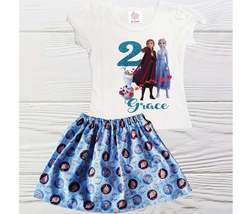 Frozen Birthday Outfit Personalized girls Elsa Anna birthday outfit Girls outfit - £19.83 GBP