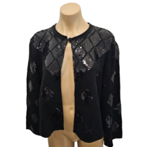 EMPORIO ARMANI Black Virgin Wool Cardigan with Sequins - Size 48 - NWT $425 - £281.48 GBP