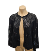 EMPORIO ARMANI Black Virgin Wool Cardigan with Sequins - Size 48 - NWT $425 - £277.35 GBP