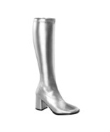 Sexy 3&quot; High Heel Gogo Dancer Silver Knee Boots Halloween Costume GOGO30... - £49.74 GBP