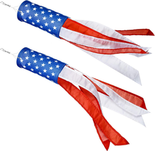 2 Pieces 24 Inch American Flag Windsock US Stars and Stripes Hanging Dec... - £13.74 GBP