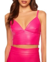 Susana Monaco x Revolve Faux Leather Crop Top In Pink Glo Sz S, NWT! - £27.14 GBP