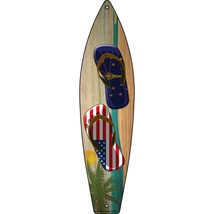 Indiana Flag and US Flag Flip Flop Novelty Metal Surfboard Sign SB-252 - £19.94 GBP