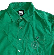 VTG Enyce Mens Large Shirt Y2K Green Hip-Hop Button Embroidered Metal Logo - £24.01 GBP