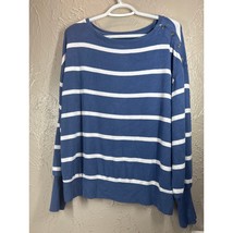 Sonoma Goods For Life Cozy Boatneck Pullover Denim Snow Stripe Sweater S... - $371.56 MXN